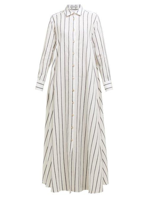 Matchesfashion.com Palmer//harding - Casablanca Striped Cotton Blend Shirtdress - Womens - Navy Stripe