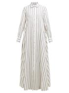 Matchesfashion.com Palmer//harding - Casablanca Striped Cotton Blend Shirtdress - Womens - Navy Stripe