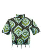 Ladies Rtw Lisa Folawiyo - The Akira Ankara-print Cotton Crop Shirt - Womens - Blue Multi
