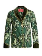 Matchesfashion.com F.r.s - For Restless Sleepers - Persefone Velvet Trimmed Silk Twill Pyjama Shirt - Womens - Green Print
