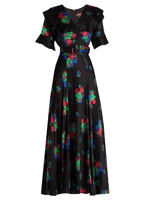 Duro Olowu Floral-print Short-sleeved Silk-satin Dress