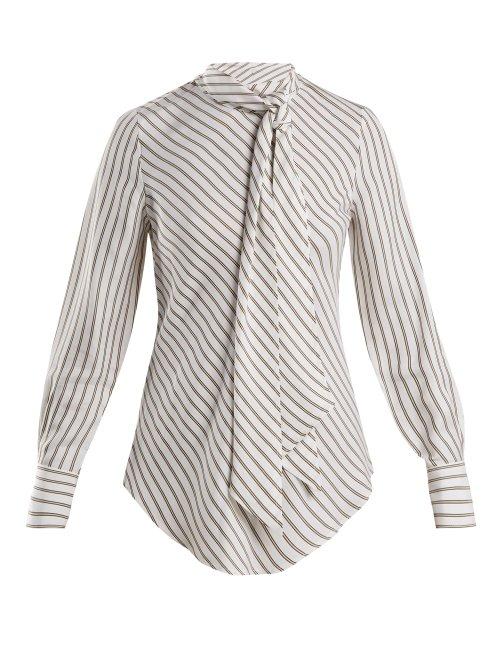 Matchesfashion.com See By Chlo - Striped Crepe Blouse - Womens - White