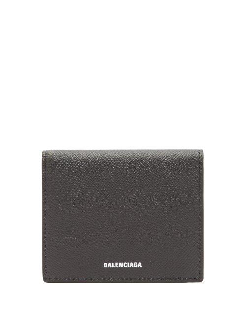 Matchesfashion.com Balenciaga - Logo Print Bi Fold Leather Wallet - Mens - Black