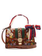 Matchesfashion.com Gucci - Floral Embroidered Watersnake Shoulder Bag - Womens - Brown Multi