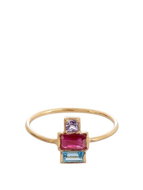 Loren Stewart Ruby, Sapphire, Topaz & Yellow-gold Ring