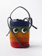 Anya Hindmarch - Eyes Mini Raffia Striped Bucket Bag - Womens - Multi