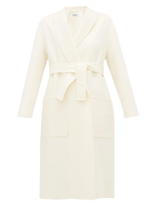 Matchesfashion.com Loewe - Colombo Wool Blend Wrap Coat - Womens - Ivory