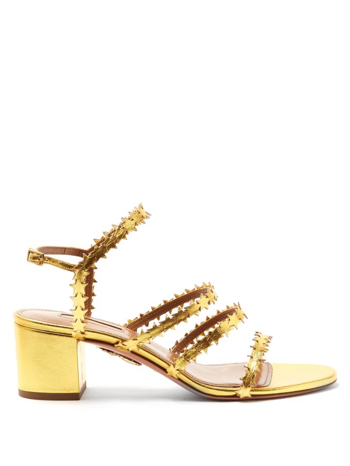 Aquazzura Starlight Block-heel Leather Sandals