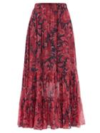 Ladies Rtw Etro - Long Beach Paisley-print Silk-chiffon Maxi Skirt - Womens - Red Print