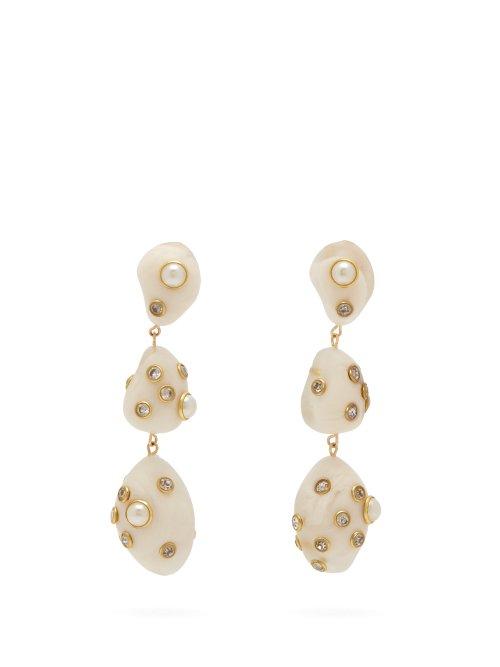 Matchesfashion.com Vanda Jacintho - Artsy Pearl And Crystal Embellished Drop Earrings - Womens - White