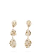 Matchesfashion.com Vanda Jacintho - Artsy Pearl And Crystal Embellished Drop Earrings - Womens - White
