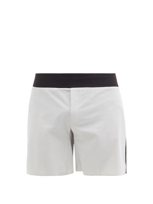 Matchesfashion.com On - Panelled Crepe And Mesh Running Shorts - Mens - Grey