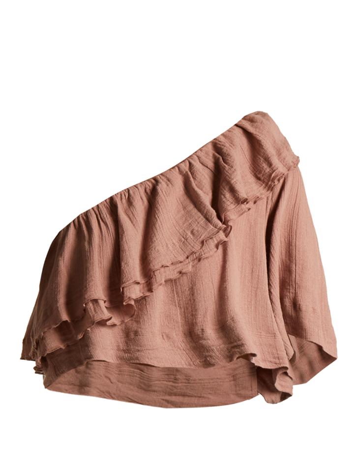 Apiece Apart Botanica Ruffled One-shoulder Top