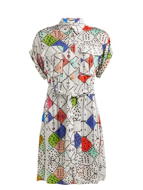 Matchesfashion.com Chufy - Soufiane V Neck Tie Waist Shirtdress - Womens - White Multi