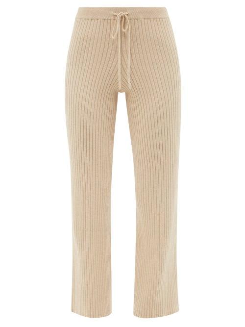 Skin - Kennedy Ribbed Cotton-blend Pyjama Trousers - Womens - Beige
