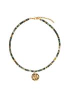 Ladies Jewellery By Alona - Nova Moss-agate & Gold-plated Necklace - Womens - Green Multi