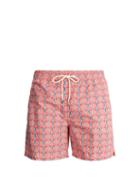 Matchesfashion.com Le Sirenuse, Positano - Plait Print Swim Shorts - Mens - Red