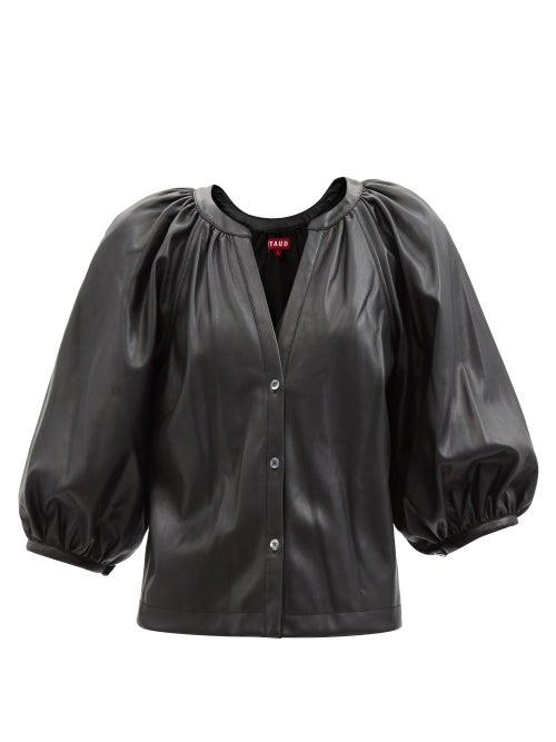 Staud - New Dill Puff-sleeve Faux-leather Top - Womens - Black