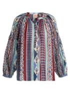Matchesfashion.com Le Sirenuse, Positano - Sun Arlechino Print Cotton Shirt - Womens - Blue Multi