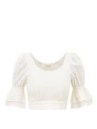 Casa Raki - Eugenia Fluted-sleeve Organic-cotton Top - Womens - White