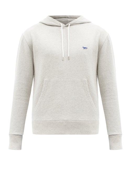 Maison Kitsun - Fox-appliqu Hooded Cotton Sweatshirt - Mens - Grey