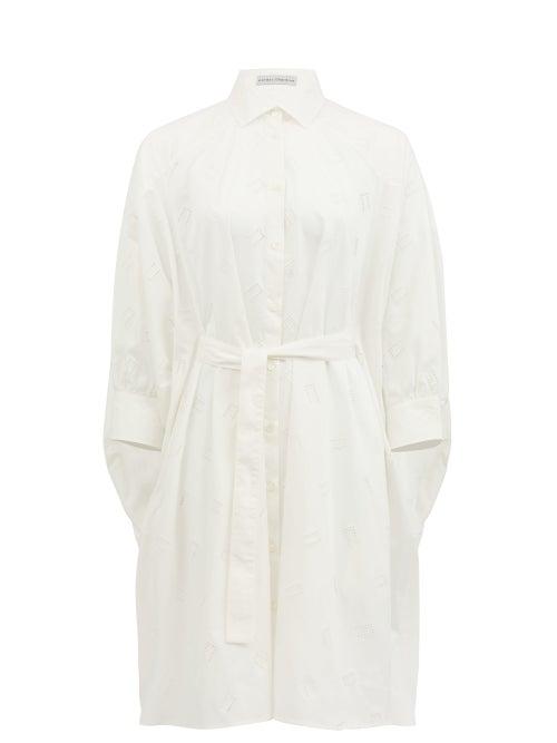 Matchesfashion.com Palmer//harding - Poet Broderie Anglaise Cotton-blend Shirt Dress - Womens - White