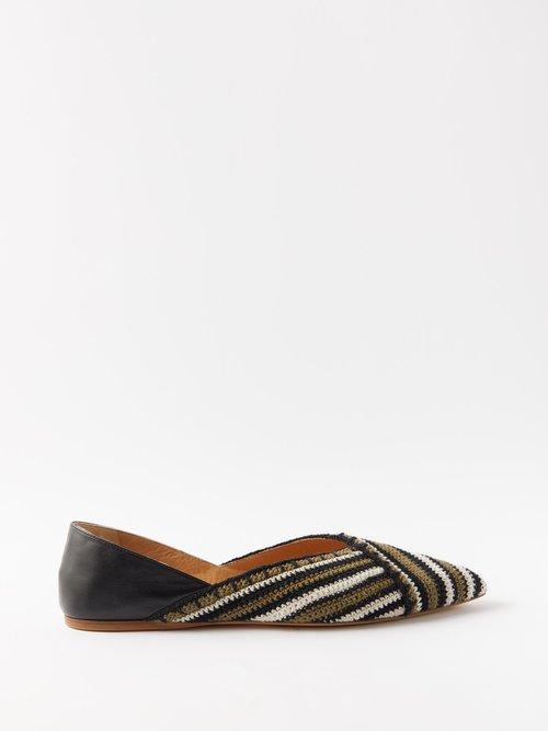 Gabriela Hearst - Artis Cotton-crochet And Leather Ballet Flats - Womens - Black Multi