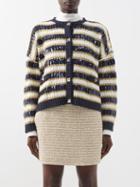 Valentino - Sequinned Striped Ribbed-knit Cardigan - Womens - Black Stripe