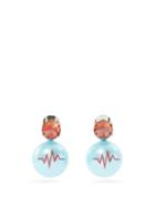Matchesfashion.com Jiwinaia - Heartbeat Faux-pearl & Cubic-zirconia Earrings - Womens - Blue Multi