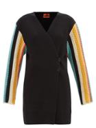 Matchesfashion.com Colville - Striped-sleeve Cotton-blend Longline Cardigan - Womens - Black Multi