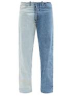 Matchesfashion.com Maison Margiela - Two-tone Frayed Slim-leg Jeans - Mens - Blue
