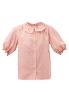 Loup Charmant - Lilo Puff-sleeve Organic-cotton Poplin Blouse - Womens - Light Pink