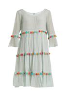 Athena Procopiou Spring Rainbow Tassel-trimmed Tiered Silk Dress