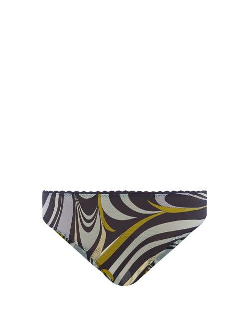 Emilio Pucci - Vortici-print Stretch-tulle Briefs - Womens - Navy