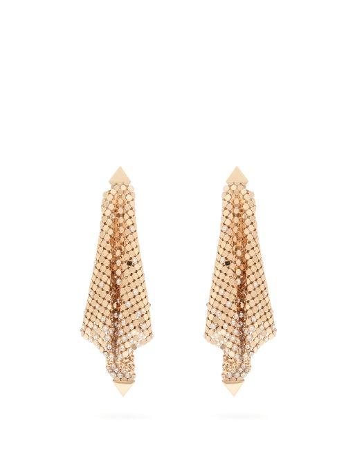 Matchesfashion.com Paco Rabanne - Crystal-embellished Chainmail Earrings - Womens - Gold
