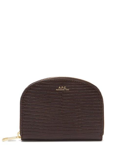 Matchesfashion.com A.p.c. - Half Moon Lizard-effect Leather Wallet - Womens - Dark Brown