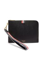 Matchesfashion.com Thom Browne - Tricolour Wristlet Grained Leather Folio Pouch - Mens - Black