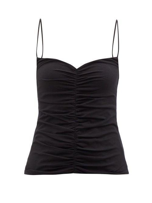 Khaite - Shelly Ruched Cotton-blend Jersey Cami Top - Womens - Black