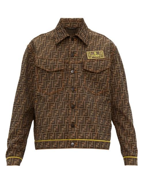 Matchesfashion.com Fendi - Logo Patch Ff Jacquard Canvas Jacket - Mens - Gold