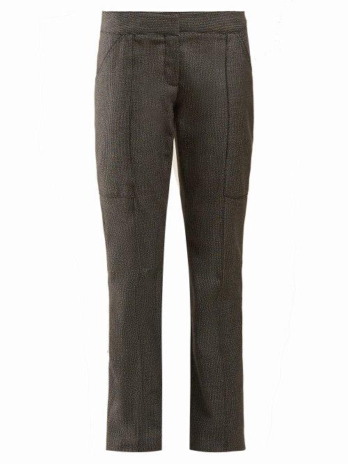 Matchesfashion.com Stella Mccartney - Straight Leg Wool And Cotton Blend Trousers - Womens - Grey