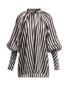 Matchesfashion.com Lee Mathews - Diana Striped Silk Blouse - Womens - White Black