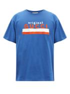 Matchesfashion.com Gucci - Logo-print Cotton-jersey T-shirt - Mens - Blue