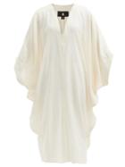 Matchesfashion.com Su Paris - Pipa V-neck Cotton-voile Midi Kaftan - Womens - Cream