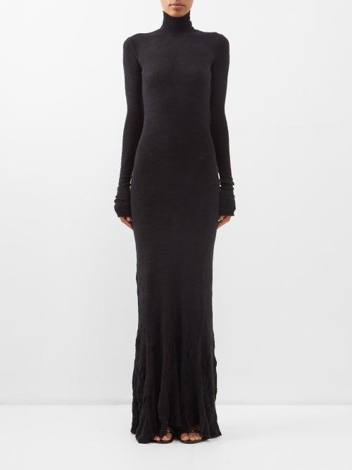 Balenciaga - Godet-hem Brushed Cotton-blend Maxi Dress - Womens - Black