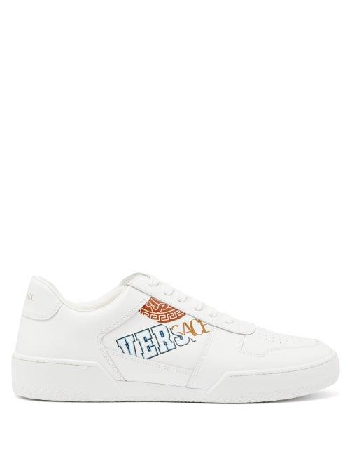 Matchesfashion.com Versace - Ilus Logo-print Leather Trainers - Mens - White