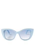 Alexander Mcqueen - Graffiti-logo Cat-eye Acetate Sunglasses - Womens - Light Blue