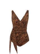 Matchesfashion.com Lisa Marie Fernandez - Dree Zebra-print Tie-waist Swimsuit - Womens - Brown Print