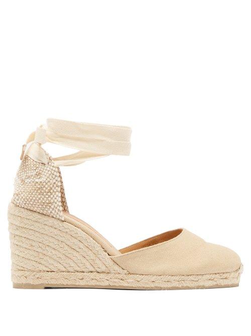 Matchesfashion.com Castaer - Carina Canvas Wedge Espadrilles - Womens - Beige
