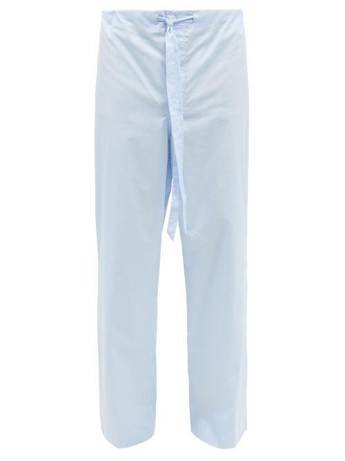 Charvet - Drawstring-waist Cotton-poplin Pyjama Trousers - Mens - Light Blue
