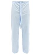 Charvet - Drawstring-waist Cotton-poplin Pyjama Trousers - Mens - Light Blue